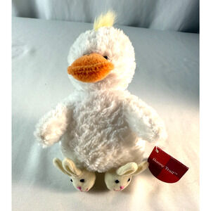 Russ Berrie Doby Bunny Trail White Duck w/Bunny Slippers Stuffed Plush Vintage